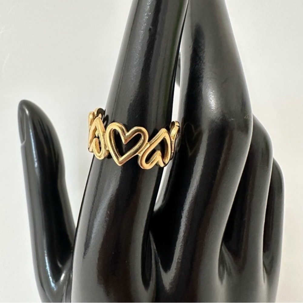 18K Gold Plated Hearts Geometric Open Ring
